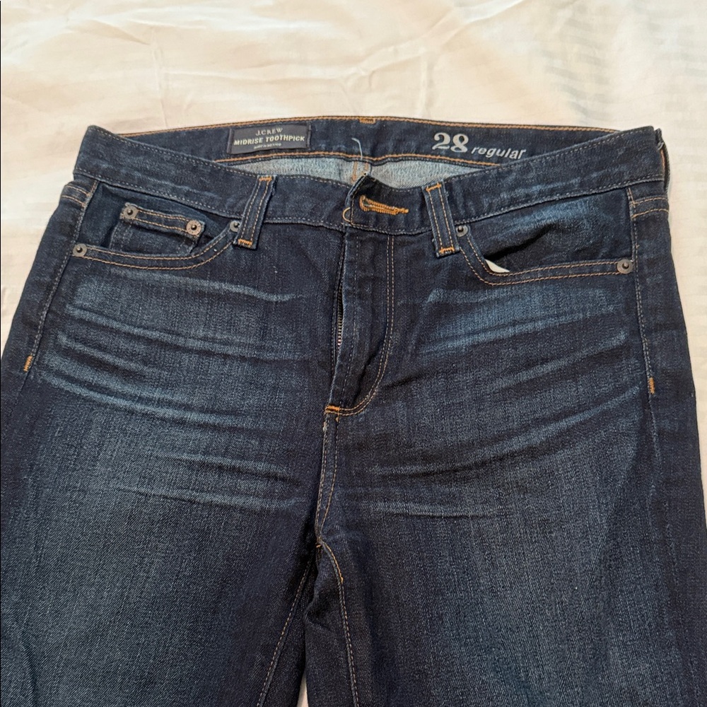 J. Crew Midrise Toothpick Jeans in Indigo